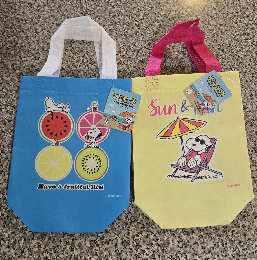 Peanuts Mini Tote Bags - Blue and Yellow with Snoopy